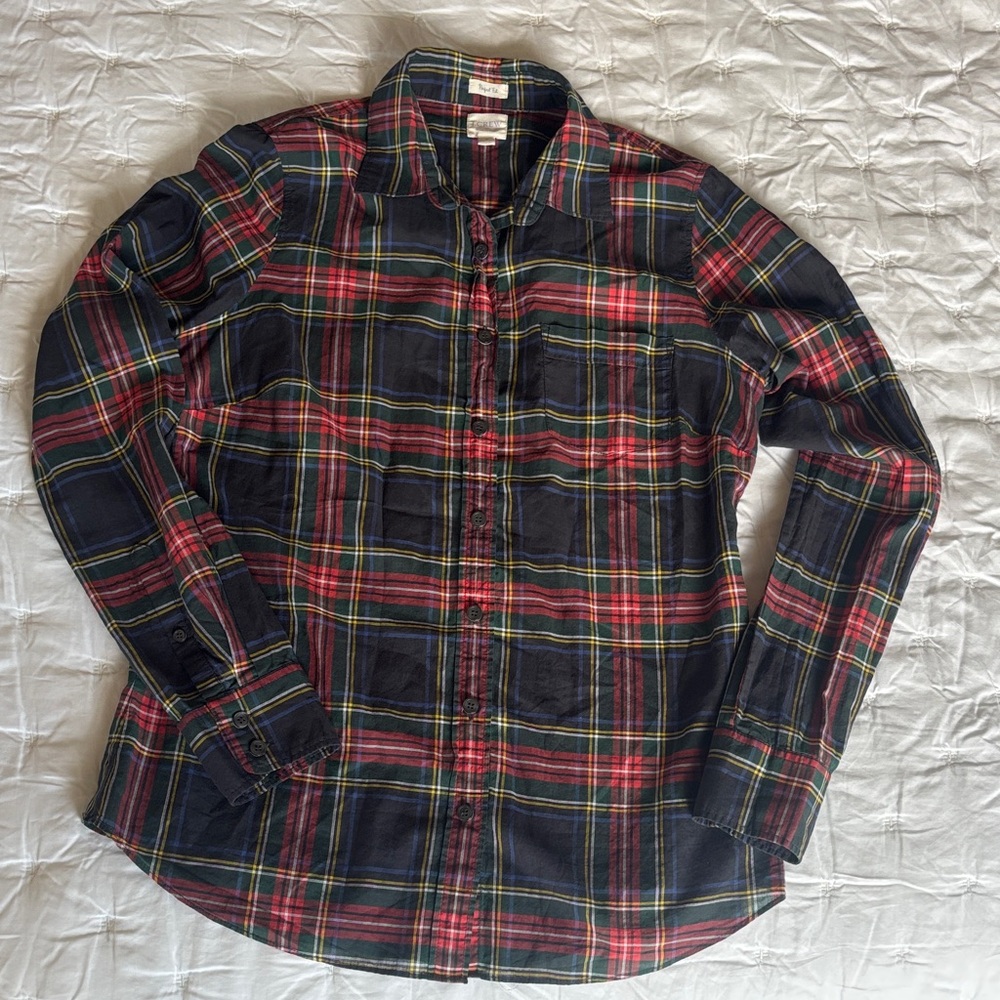 J. Crew Perfect Fit 100% Cotton Tartan Plaid Size Small Button Down Shirt